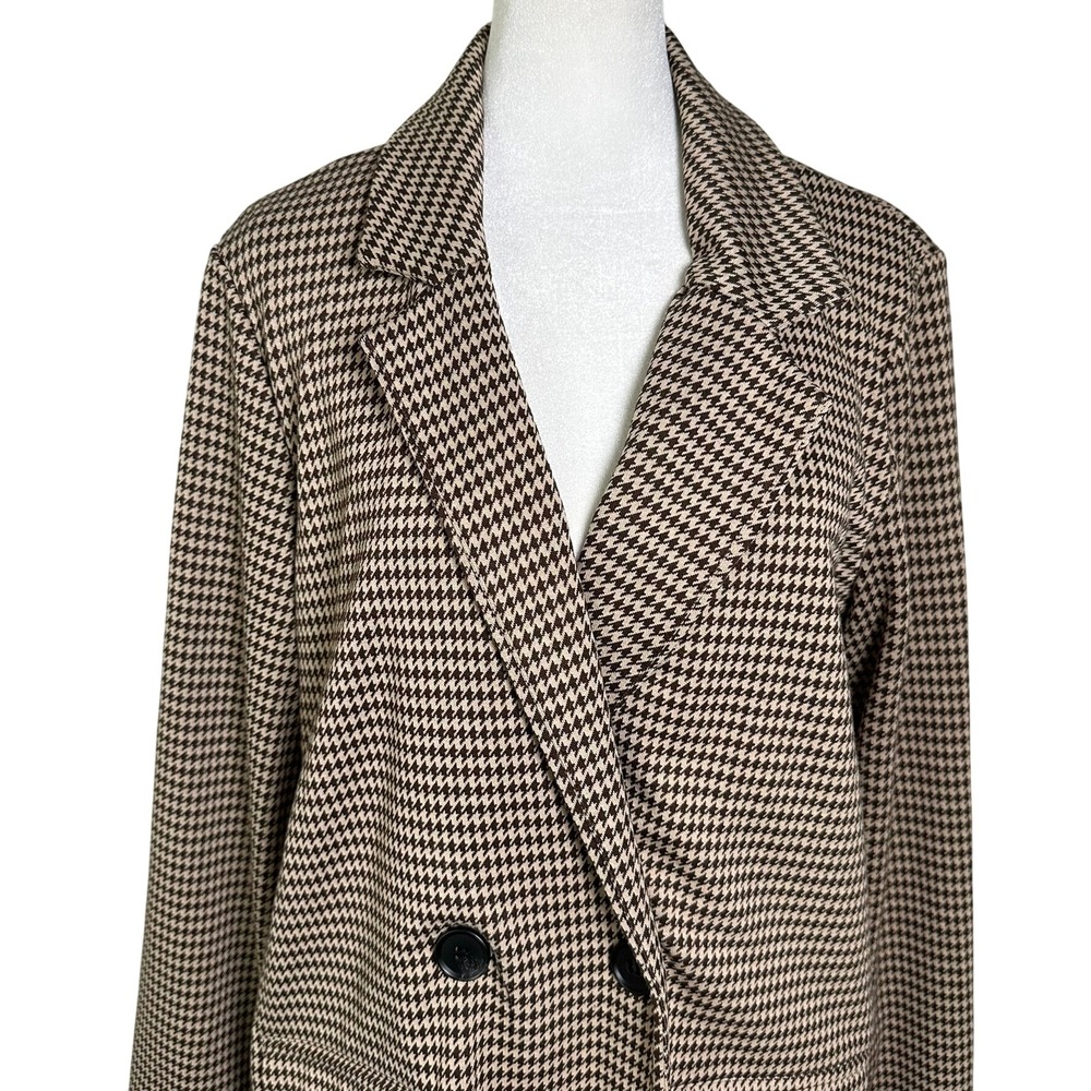 Philosophy Republic Clothing Coat Medium Brown Houndstooth Longline Blazer - Picture 2 of 7